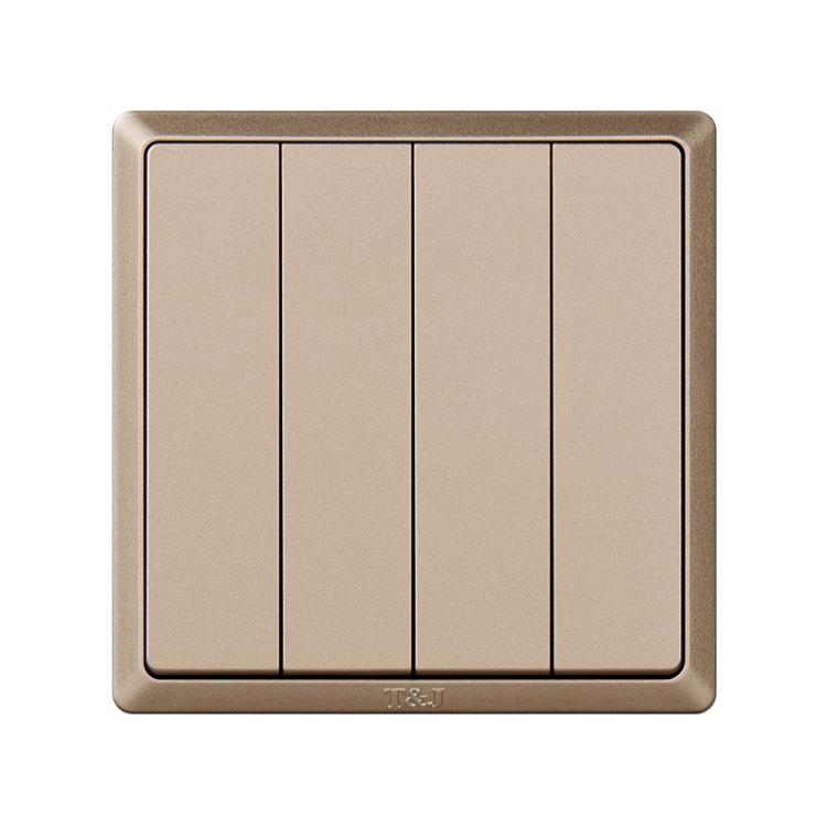 Shenzhen space-based minimalist series 86 Type 10A-4 Double-link switch Four open double control panel GOLD COLOR-Taobao