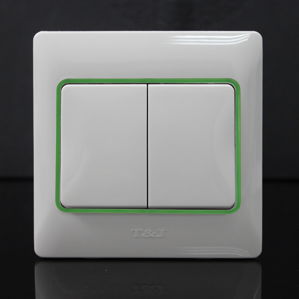 Tianji fashion ultra-thin and elegant series switch socket panel 86 type two-position double-connected large board switch elegant white