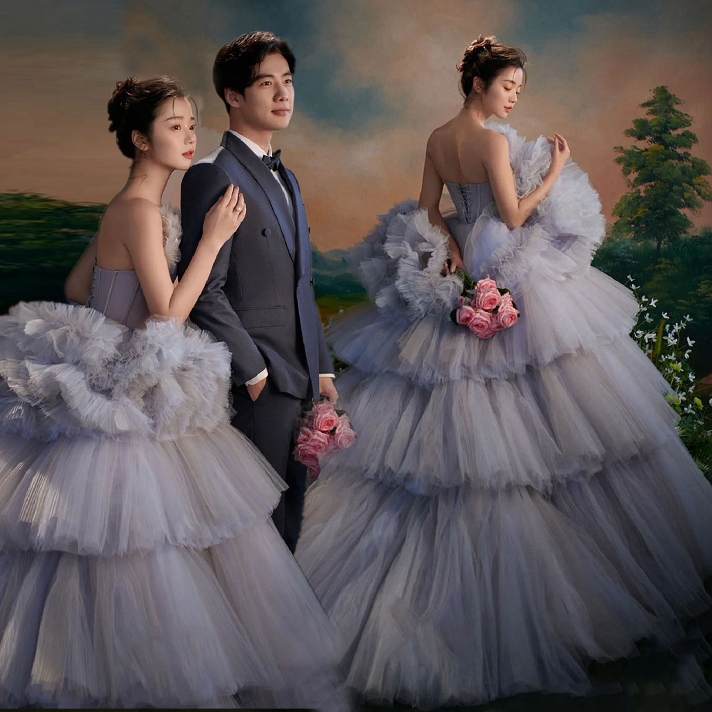 Wedding dress suitable for photo sessions, clothing for beloved, backless