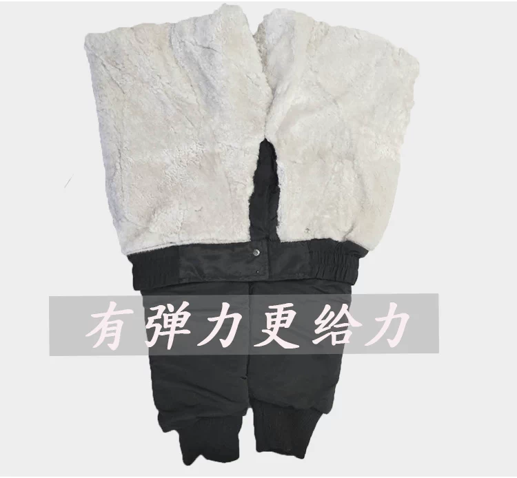 Căng quần bằng da cừu nguyên chất xén lông cừu một người đàn ông và phụ nữ quần cotton dày ấm áp kính chắn gió quần da mùa đông trung niên - Quần da