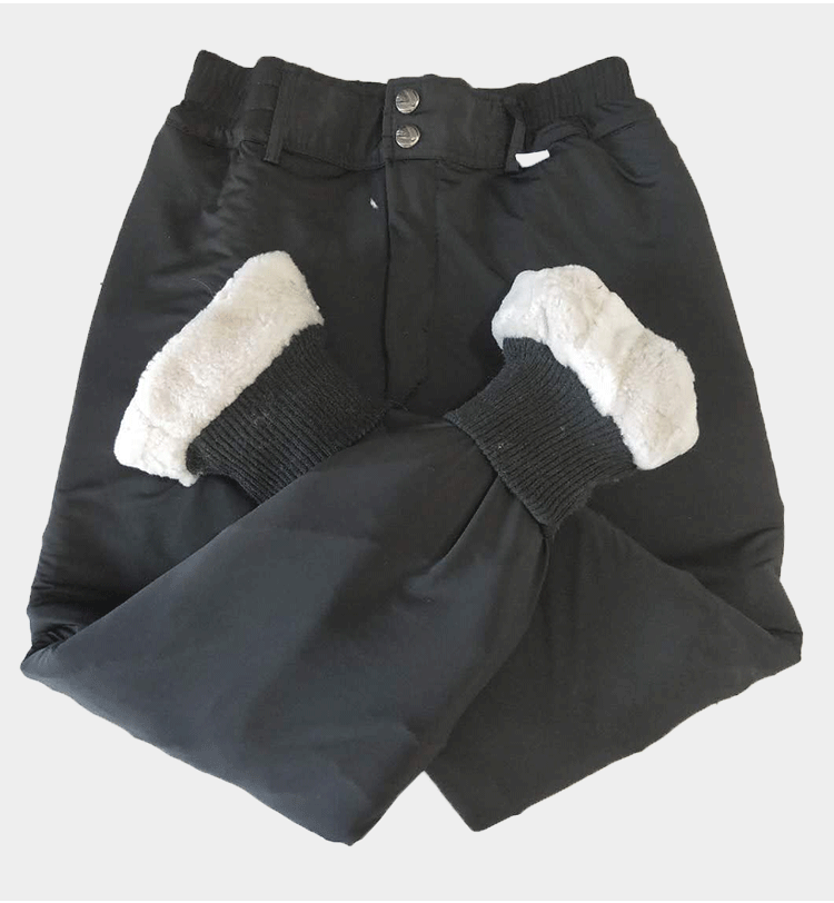 Căng quần bằng da cừu nguyên chất xén lông cừu một người đàn ông và phụ nữ quần cotton dày ấm áp kính chắn gió quần da mùa đông trung niên - Quần da quần short