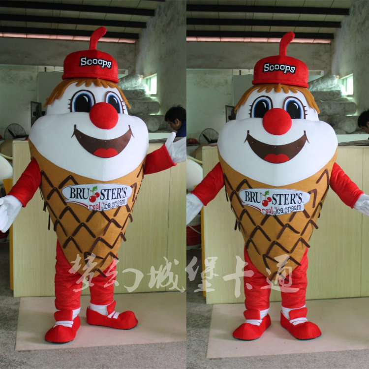 Ice cream cartoon puppet costume cone ice cream man wearing performance doll popsicle plush prop puppet headgear