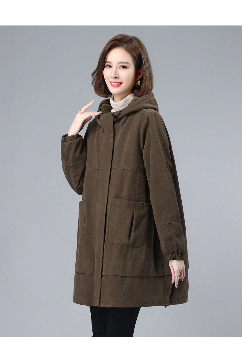 E4061 2500K ÁO KHOÁC NỮ TEMTDEI ÁO KHOÁC BÔNG MŨ LIỀN MÙA XUÂN THU ĐÔNG TRUNG NIÊN DÀY ẤM THỜI TRANG NỮ VẢI BÔNG G05 SẢN PHẨM MỚI
