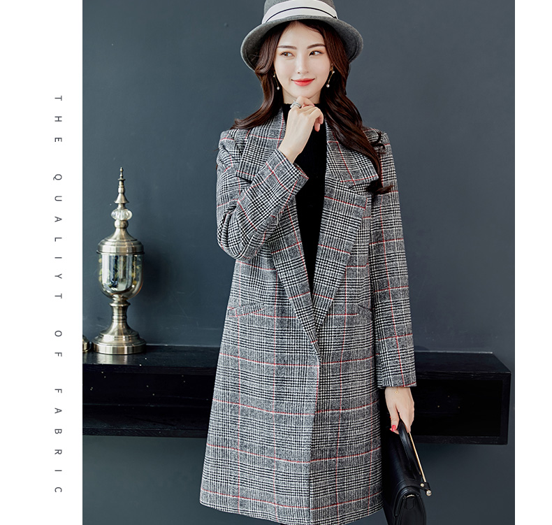 Áo chống rét 2018 thu đông 2018 phiên bản mới của Hàn Quốc áo len dài cỡ lớn retro áo khoác len nữ tartan áo dạ nữ dáng dài hàn quốc