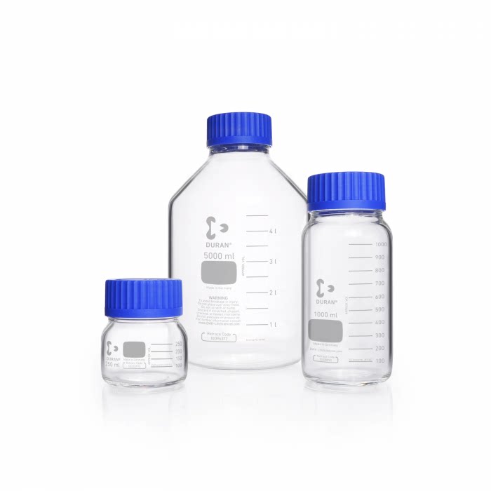 Duran肖特广口试剂瓶玻璃储存瓶酵罐  GL80蓝盖试剂瓶透明大口玻