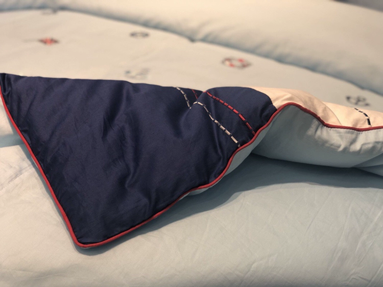 phim hoạt hình denim chàng trai chăn giường bông cotton thêu vá cho trẻ em và trẻ em gái thuyền lanh 1,5 m giường - Bộ đồ giường bốn mảnh