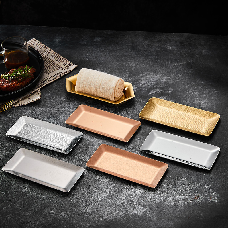 Korean-Style 304 Stainless Steel Towel Tray, Snack Tray, Barbecue Tray, Dessert Tray, Creative Side Dish Tray, Plate