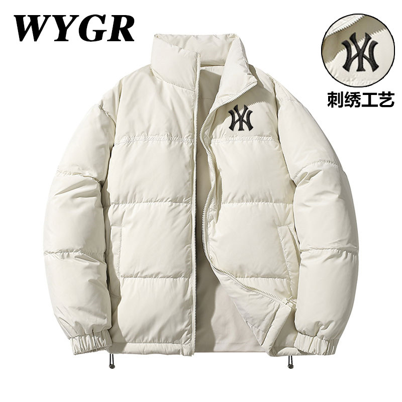 [Ole Zone] Официальная зимняя новая куртка с вышивкой WYGR на белом утином пуху для мужчин и женщин, повседневная куртка для пары