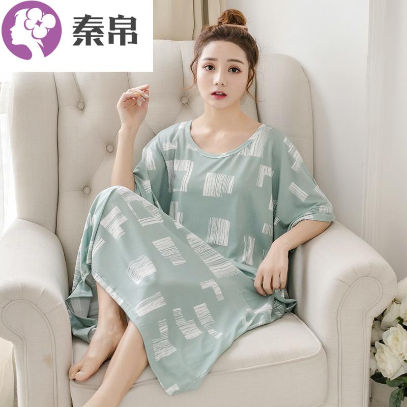 Pyjama phụ nữ ngắn tay kích thước mỏng kích thước lớn chất béo mm phụ nữ có thai Han phiên bản lỏng lẻo sinh viên dài hạn đồ ngủ mùa hè dễ thương nhà quần áo.