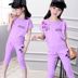 . Cô gái Summer Outfit 2020 New Kids Big Womens ngắn tay áo thun quần hai mảnh trẻ em Set. 