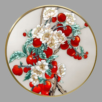 Round tempered art glass custom filigree enamel pure handmade light luxury high-end villa partition screen entrance