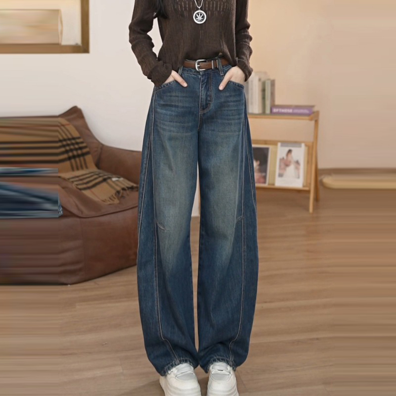 Curved Hem Jeans for Women 2026 Autumn and Winter New Style Petite Loose Slimming Wide-Leg Pants High-Waisted Narrow Fit Banana Pants Curved Hem Jeans for Women 2026 Autumn and Winter New Style Petite Loose Slimming Wide-Leg Pants High-Waisted Narrow Fit Banana Pants