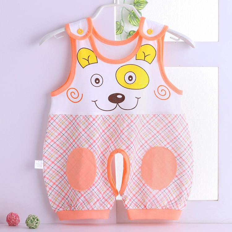Bé Onesies Mùa Xuân và Mùa Hè Sơ Sinh Không Tay Cáp Nhĩ Tân Gà Quần Bé Pyjamas Quần Áo Trẻ Em thoi trang be yeu