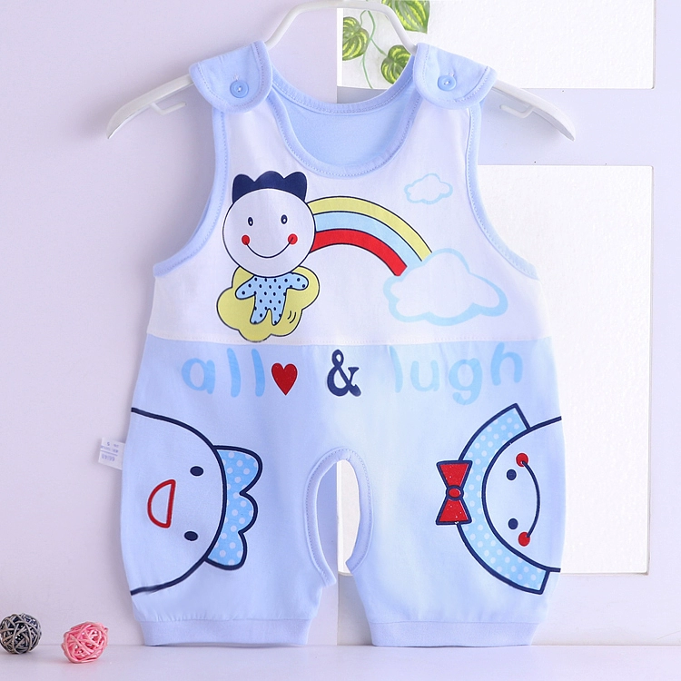 Bé Onesies Mùa Xuân và Mùa Hè Sơ Sinh Không Tay Cáp Nhĩ Tân Gà Quần Bé Pyjamas Quần Áo Trẻ Em thoi trang be yeu
