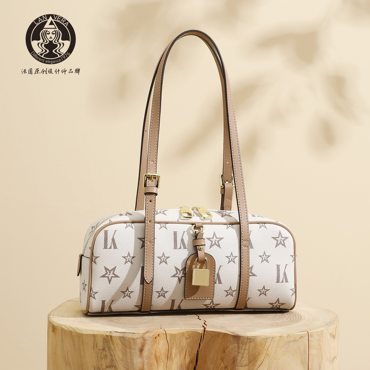 LANVERA Luxury Boston Baguette Bag 2026 New Bowling Bag with Lock Shoulder Underarm Bag - Thumbnail 5
