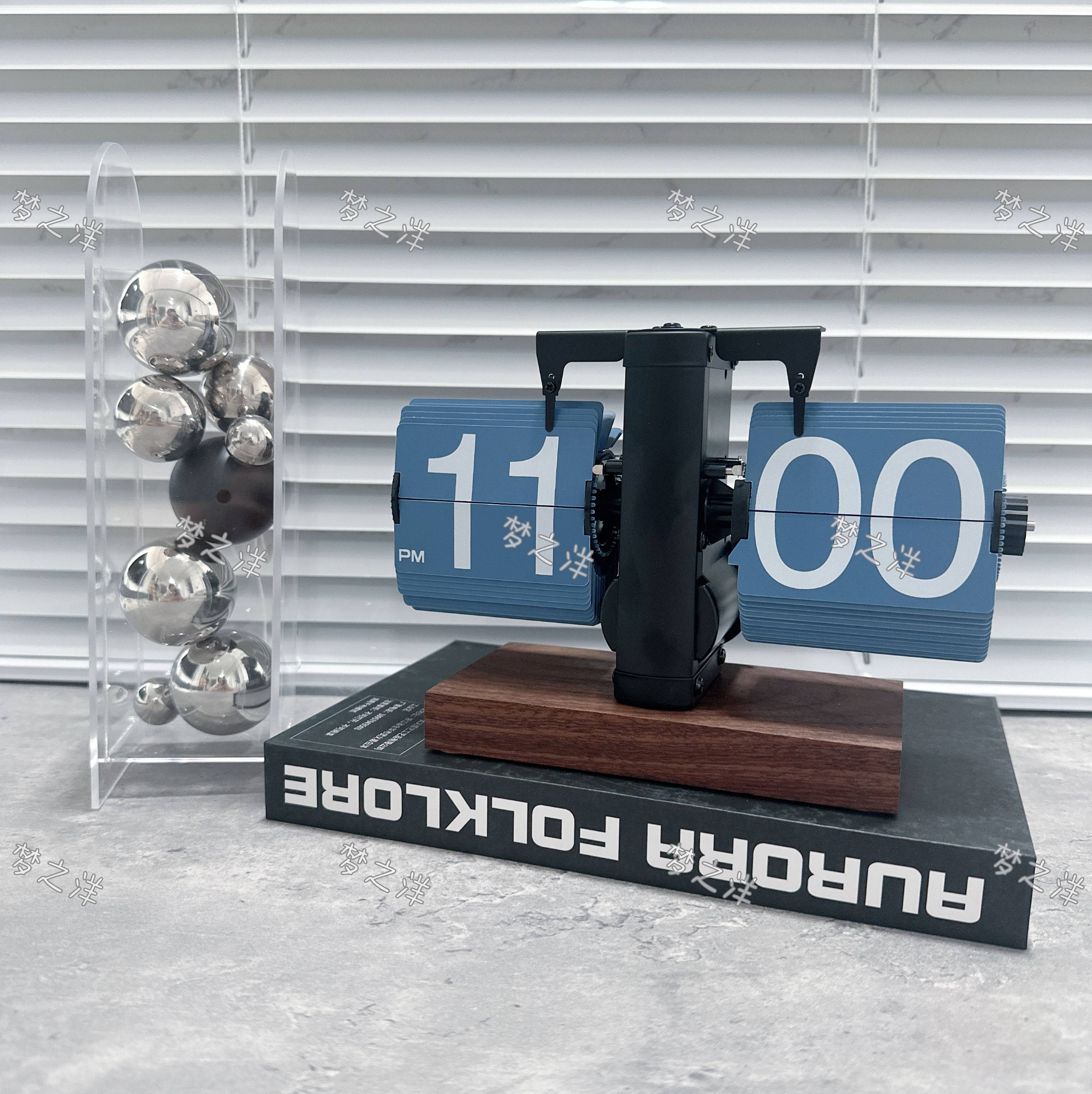 (Inexplicable) Creative Personality Retro Mechanics Automatic Page-turning Clock Desktop Swing Piece Home Digital Timekeeper Clock-Taobao