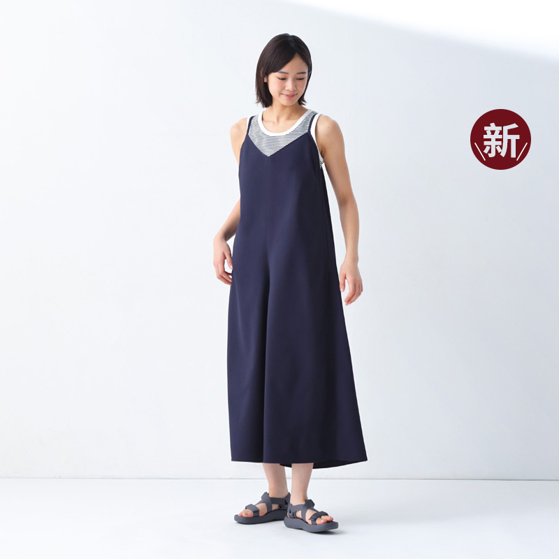 無印良品 レディース 速乾ストレッチシアサッカージャンプスーツ ワイドレッグパンツ 25年夏新作パンツ