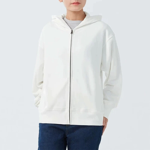 MUJI женская махровая толстовка с капюшоном на молнии, женская куртка с длинными рукавами, весенне-осенняя женская одежда