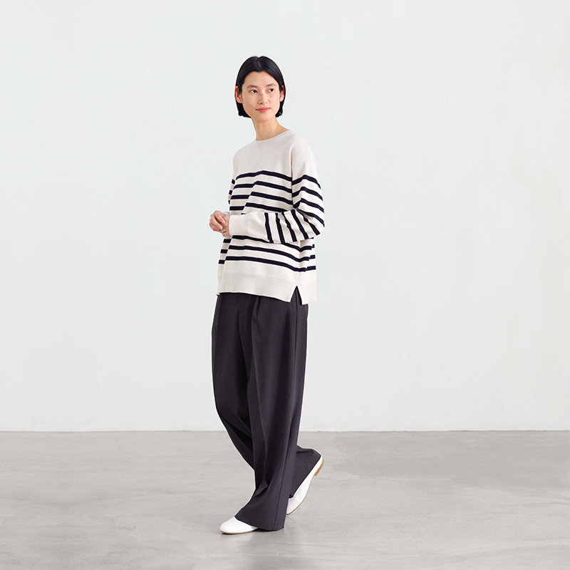 Muji Women's Milano Ribbed Knit Crew Neck Sweater Women's Top Winter 2025 Muji Women's Milano Ribbed Knit Crew Neck Sweater Women's Top Winter 2025