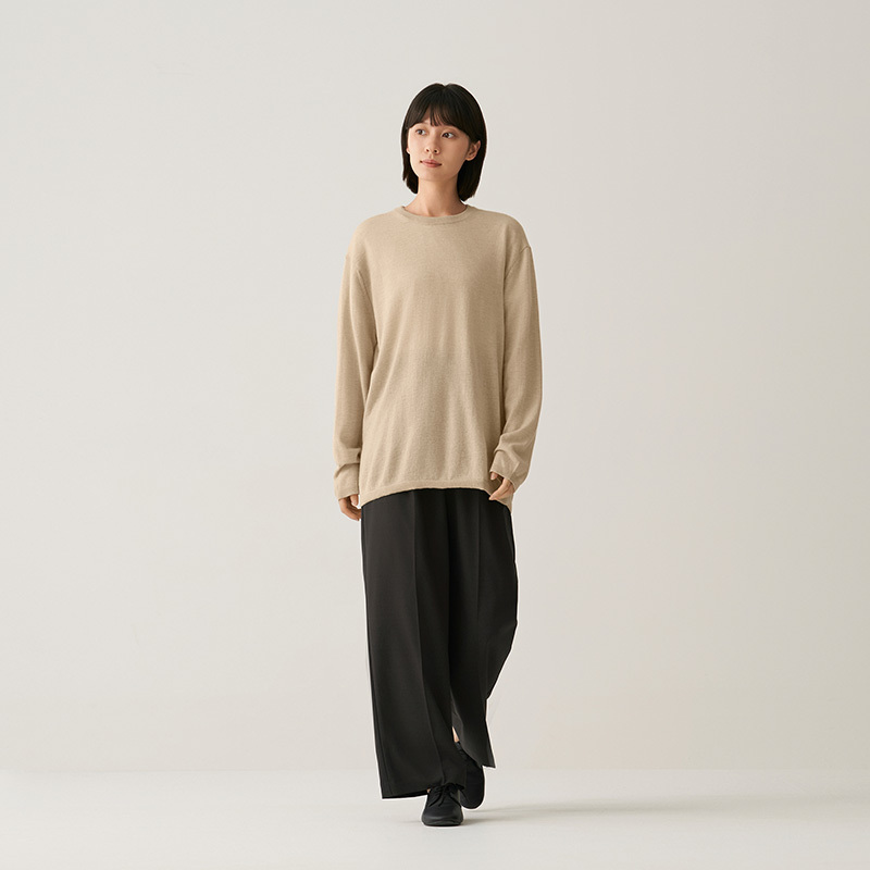 Muji Labo Women's Natural Color Cashmere Crew Neck Sweater Women's Winter 2025
