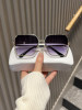 Korean Style Metal Large Frame Hollow Letter Sunglasses for Women, Sun Protection, Face Slimming, Driving, Uv Protection