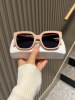 Retro Square Pink Sunglasses for Women, White-Enhancing, Versatile for Outings, Sun Protection, Uv Protection, Popular on the Internet, Makes the Face Look Smaller