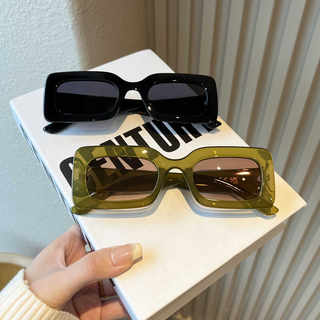 复古多巴胺小方框凹造型太阳眼镜女个性街拍装饰嘻哈墨镜男潮显瘦