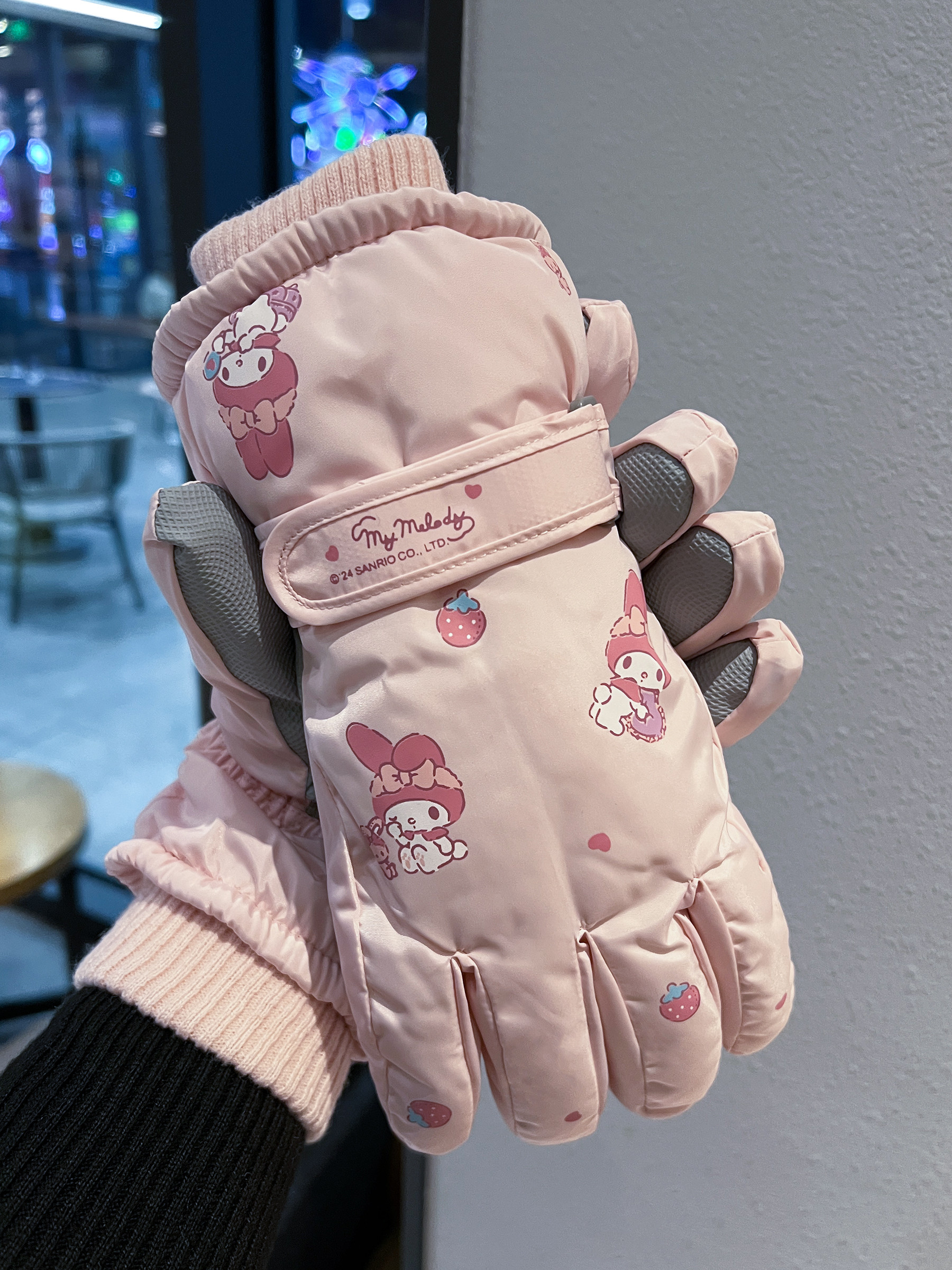 Cute Cartoon Touchscreen Ski Gloves for Women, Winter Warm, Windproof, Cold-Proof, Water-Repellent, for Cycling Electric Bikes, Fleece-Lined and Thickened