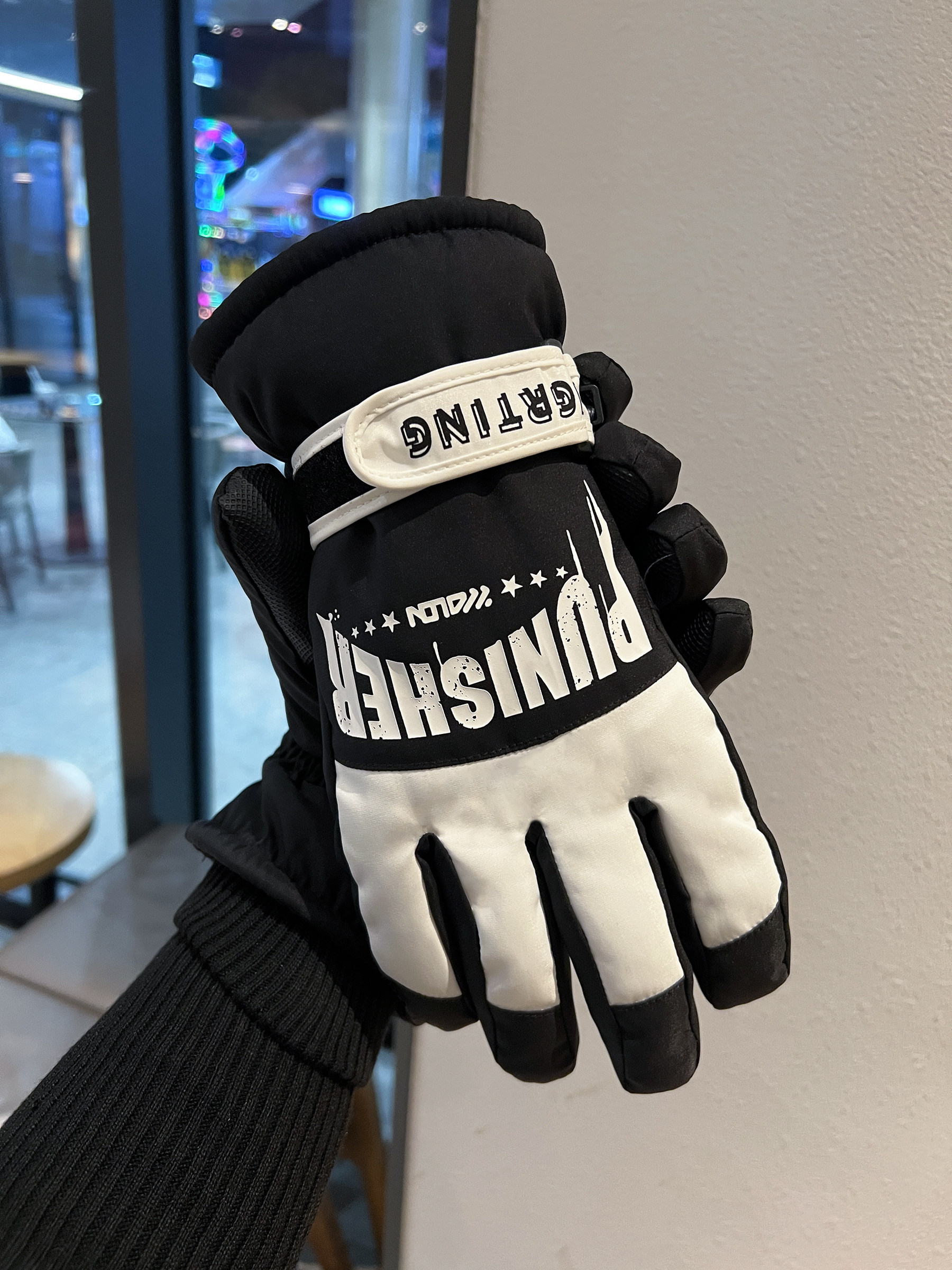 Men's Trendy Winter Ski Gloves with Fleece Lining, Thickened, Suitable for Riding in Northeast, Cotton Gloves for Women, Touchscreen Compatible, Windproof and Water-Resistant