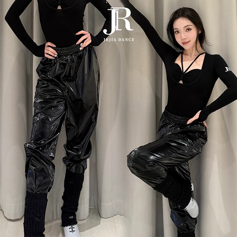 Jia Latin Dance New Patent Leather Sweat Pants National Standard Practice Wear for Women Adult Warm-Up Pu Dance Pants Teacher Pants Jia Latin Dance New Patent Leather Sweat Pants National Standard Practice Wear for Women Adult Warm-Up Pu Dance Pants Teacher Pants