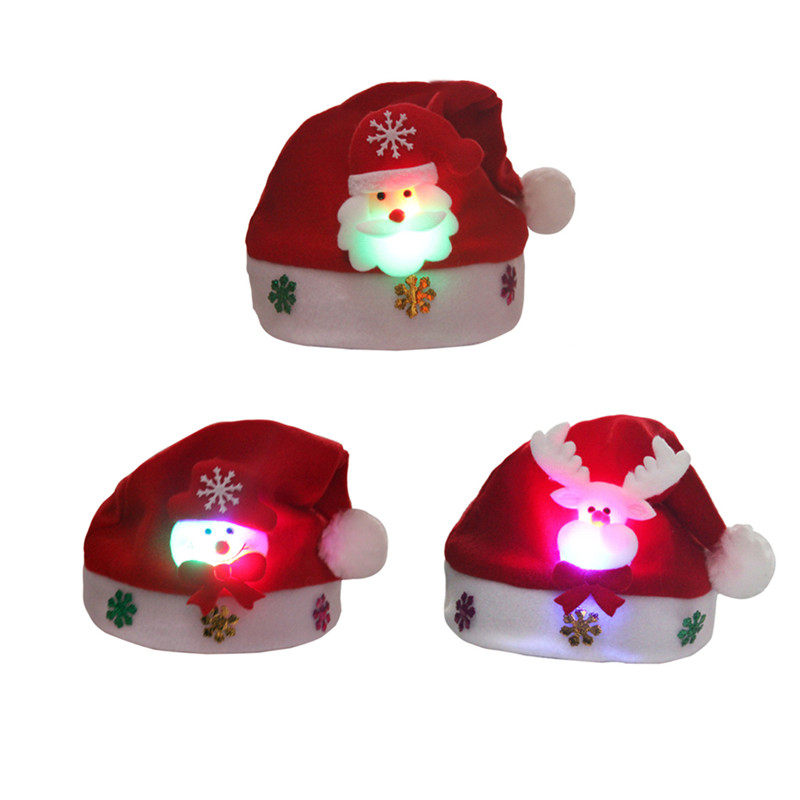 Christmas Ornaments Little Hat Gift Christmas Hat Adult Children Cartoon Hat Old Man Snow Hat Glowing Hat