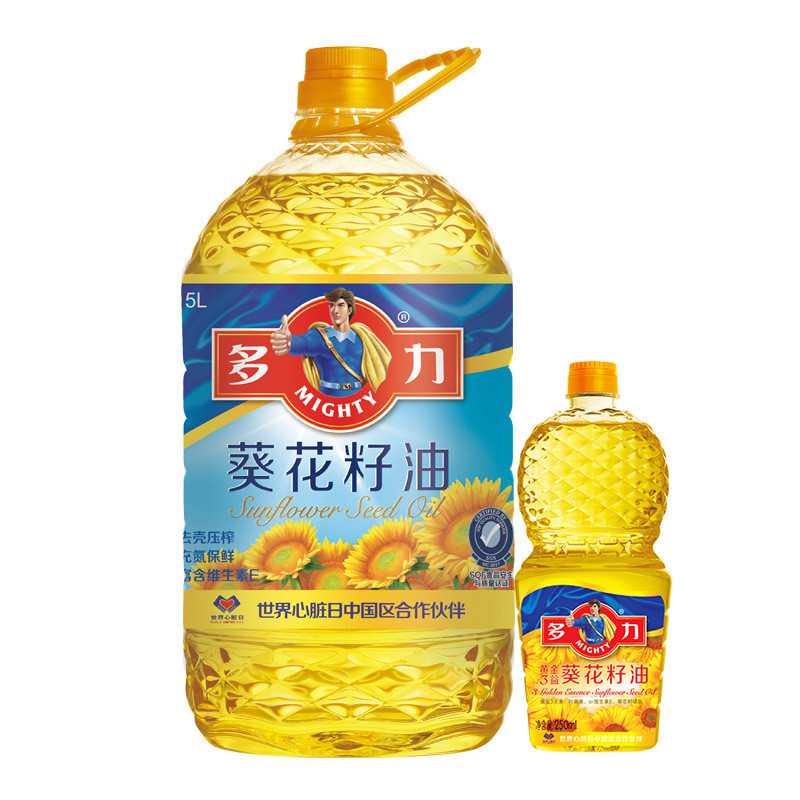 (new date) Multi-force sunflower seed oil 5L barrel 238ml pressed edible oil 5 liters for frying and cold mixing