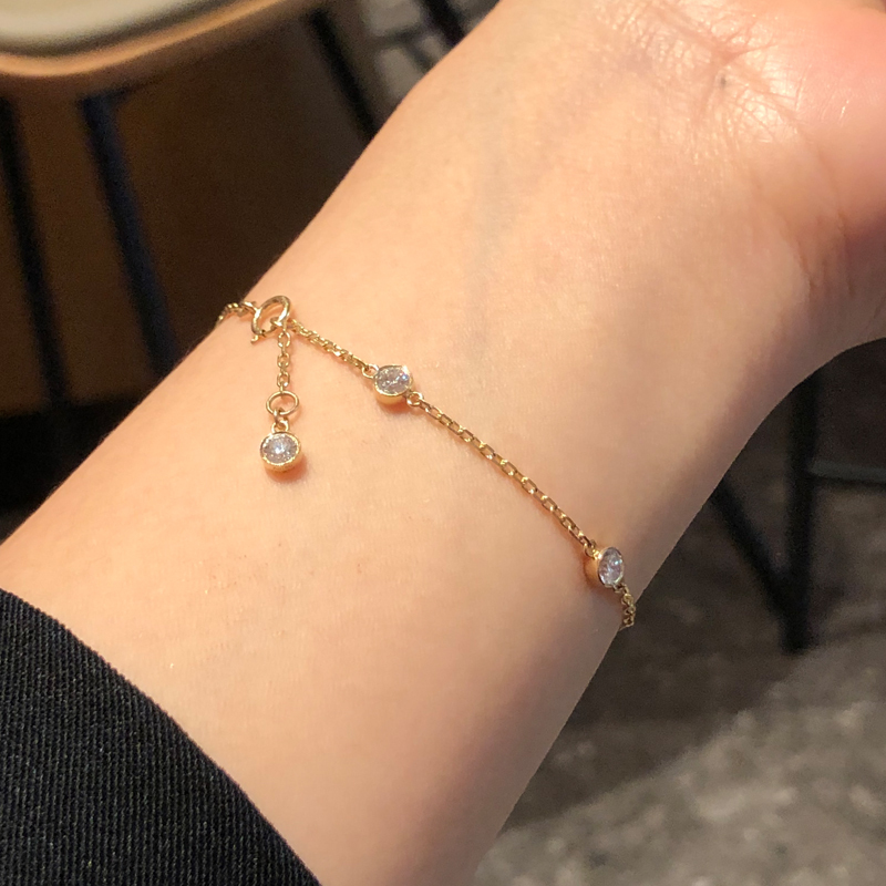 18K Gold Bubble Bracelet with Lab-Grown Diamonds, Unique and Delicate, Versatile Rose Gold Diamond Bracelet, Super Shiny Jewelry