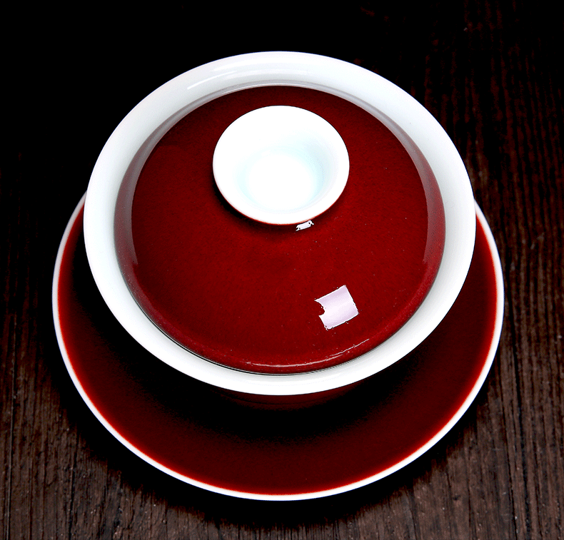 Bo wind jingdezhen lang red tureen large color glaze collection to use ceramic cups kung fu tea set