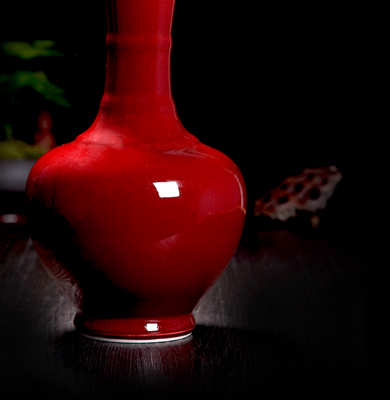 Bo jingdezhen lang red porcelain vase household wind dried flowers home furnishing articles flower arranging Chinese style porch decorate the living room