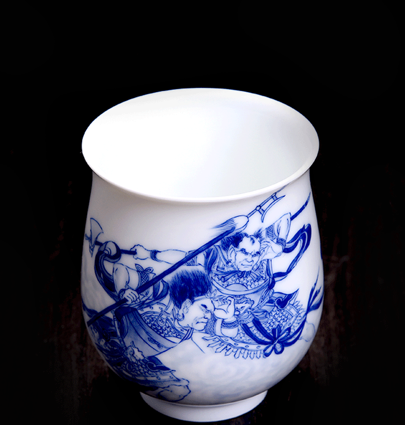Above [naijing] jade manual hand - made character maintain a single large ceramic cup to flourishing the rich man
