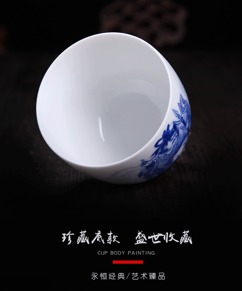 Above jade [naijing] jingdezhen ceramic meditation sample tea cup single white porcelain porcelain masters cup cup hand - drawn characters