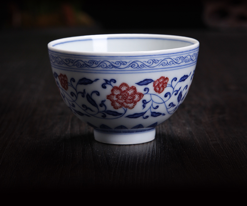 Bo wind jingdezhen blue and white youligong pure hand - made single cup masters cup master sample tea cup ceramic kung fu tea cups