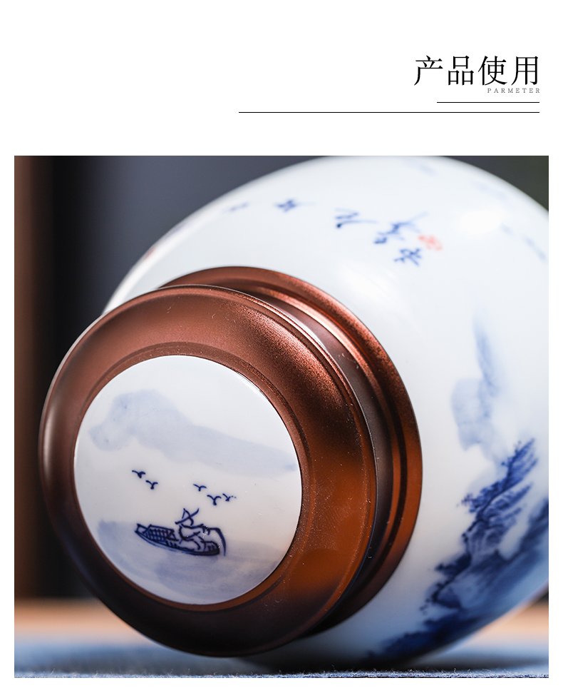 Jingdezhen hand - made tea pot seal moisture puer tea boxes portable ceramic pot high - grade small storage tanks