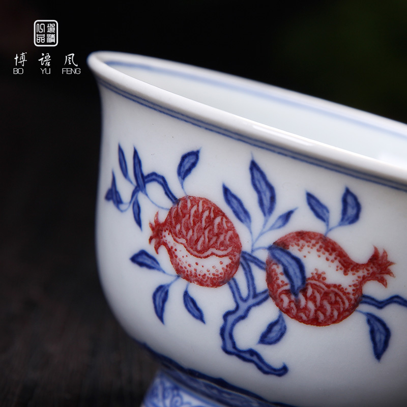 Bo wind hand - made porcelain of jingdezhen ceramics masters cup cup single single cup sample tea cup kung fu tea set