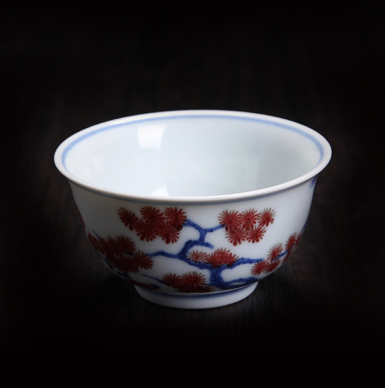 Bo wind jingdezhen blue and white youligong hand - made single cup masters cup name plum flower pattern sample tea cup ceramic kung fu tea cups