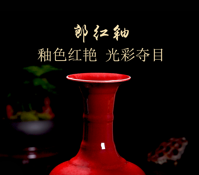 Bo jingdezhen lang red porcelain vase household wind dried flowers home furnishing articles flower arranging Chinese style porch decorate the living room