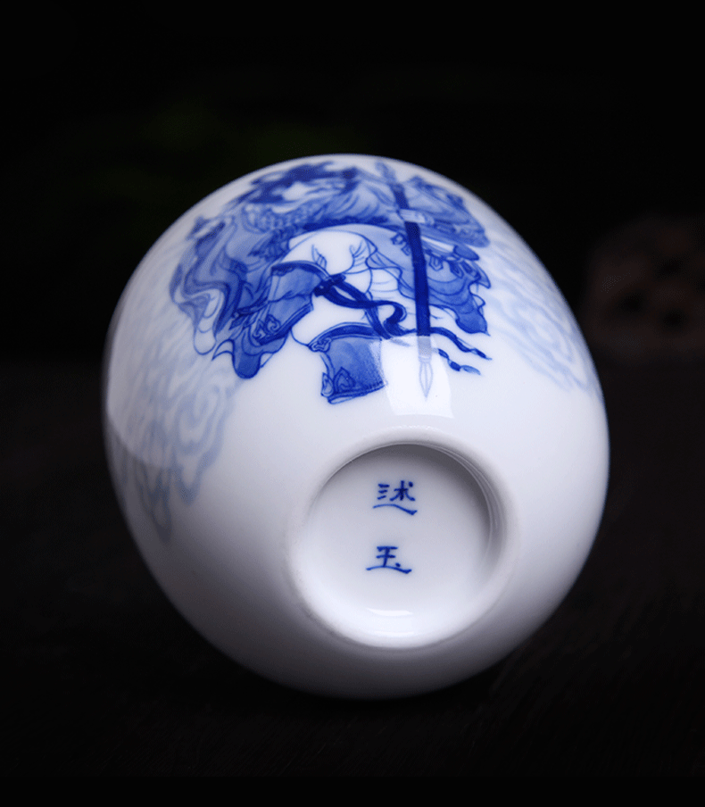 Above jade [naijing] jingdezhen ceramic meditation sample tea cup single white porcelain porcelain masters cup cup hand - drawn characters