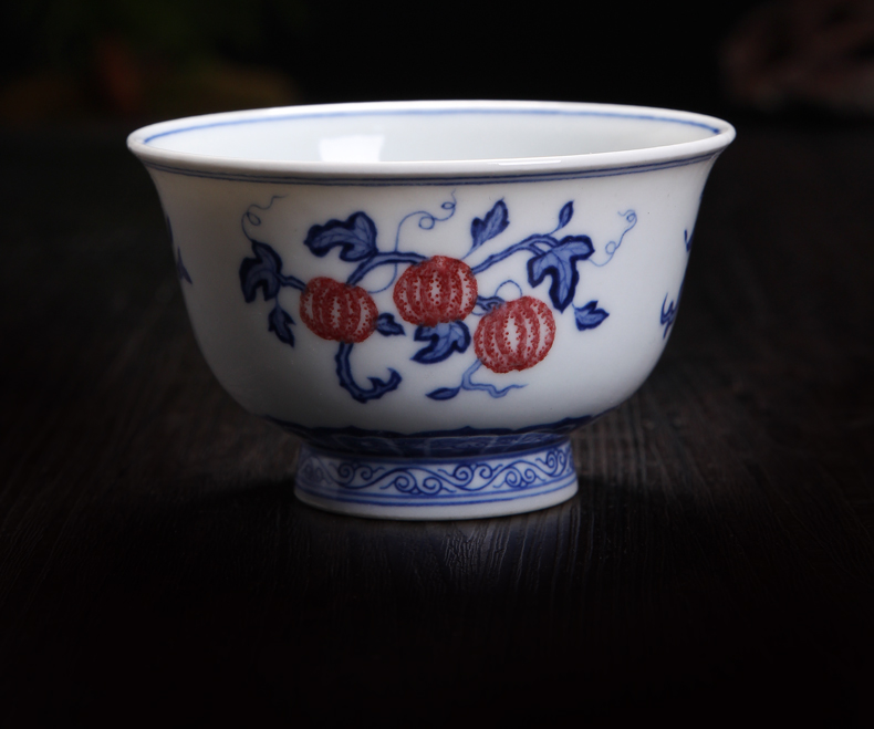 Bo wind hand - made porcelain of jingdezhen ceramics masters cup cup single single cup sample tea cup kung fu tea set