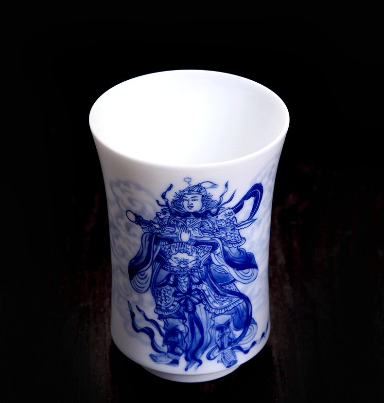 Above [naijing] jade porcelain jingdezhen blue and white master cup pure hand draw large tea tea kungfu tea cups