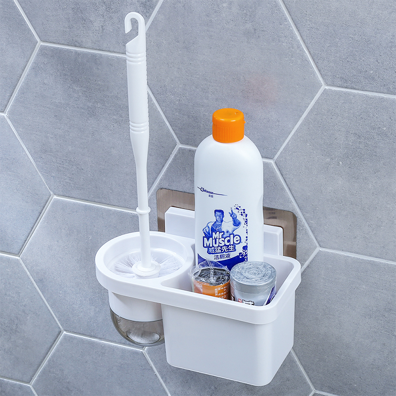 Toilet Brush Suit Free of perforated Makeup Room Wall-mounted Shelve Shelf Replacement Head Cleaning Brush Home Toilet No Dead Ends