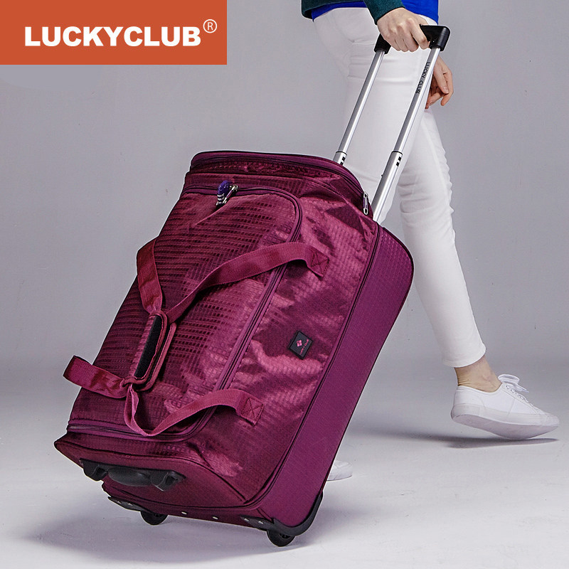 Рюкзак-тележка Lucky Club, дорожная сумка, женский и мужской портативный холщовый рюкзак, чемодан большой емкости, наплечная спортивная сумка Изображение 1