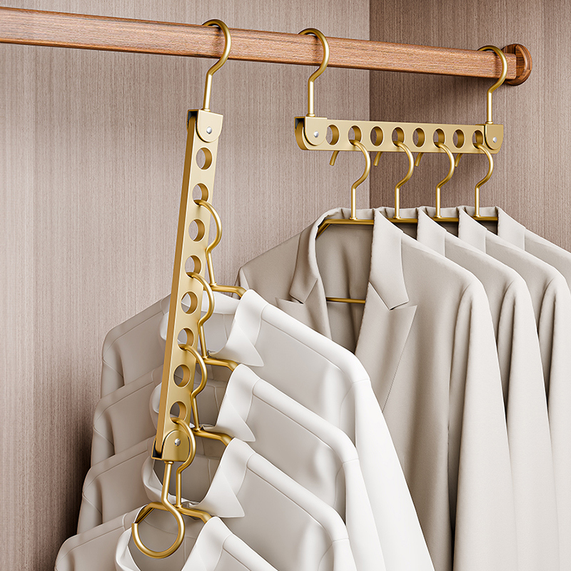 German Nine-Hole Clothes Hanger, One Hook for Multiple Clothes, Storage Magic Tool, Multifunctional Foldable Space-Saving Storage Rack for Home Use