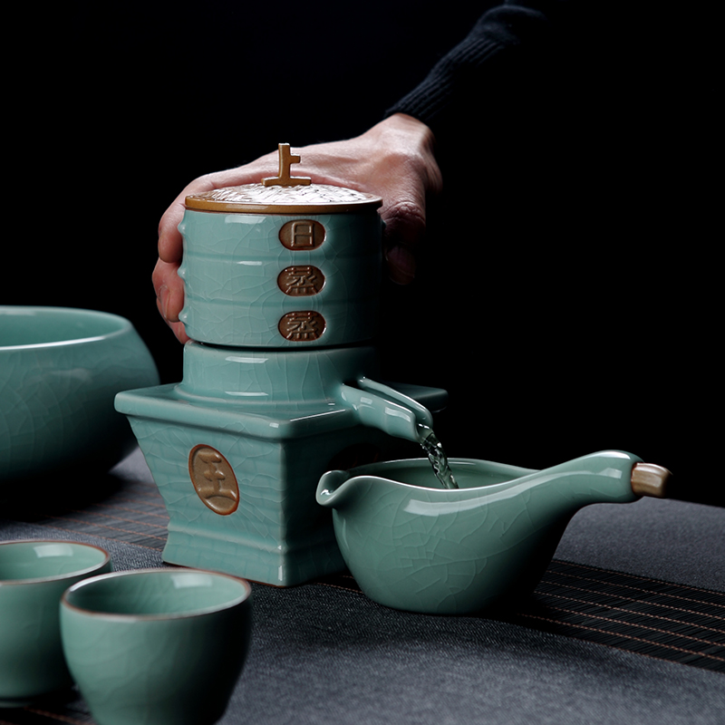 Jingdezhen ceramic semi - automatic lazy stone mill an artifact creative your up crack kung fu tea tea set