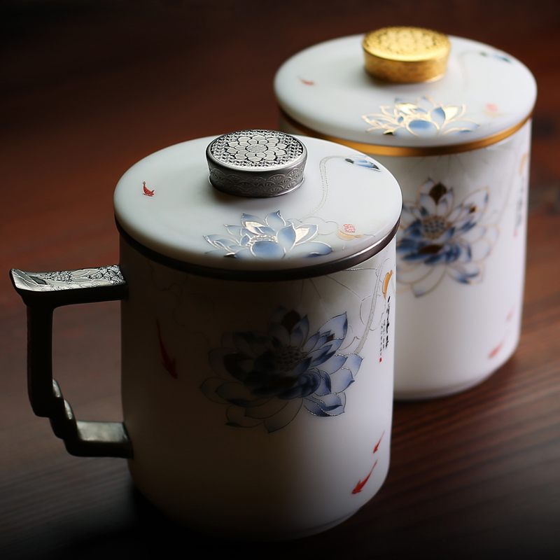 Jingdezhen large capacity filter tea cups separate individual special glass ceramic office cup single tea cup
